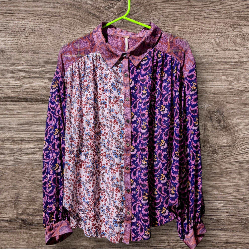 Floral Patchwork Button-Up Shirt